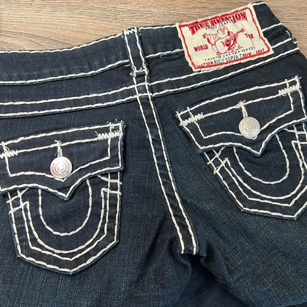 True Religion Billy Super T Dark Blue Jeans with Contrast Stitching